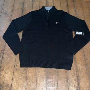New U.S. Polo Assn. Men's Sweater Black Sz Medium M Quarter Zip